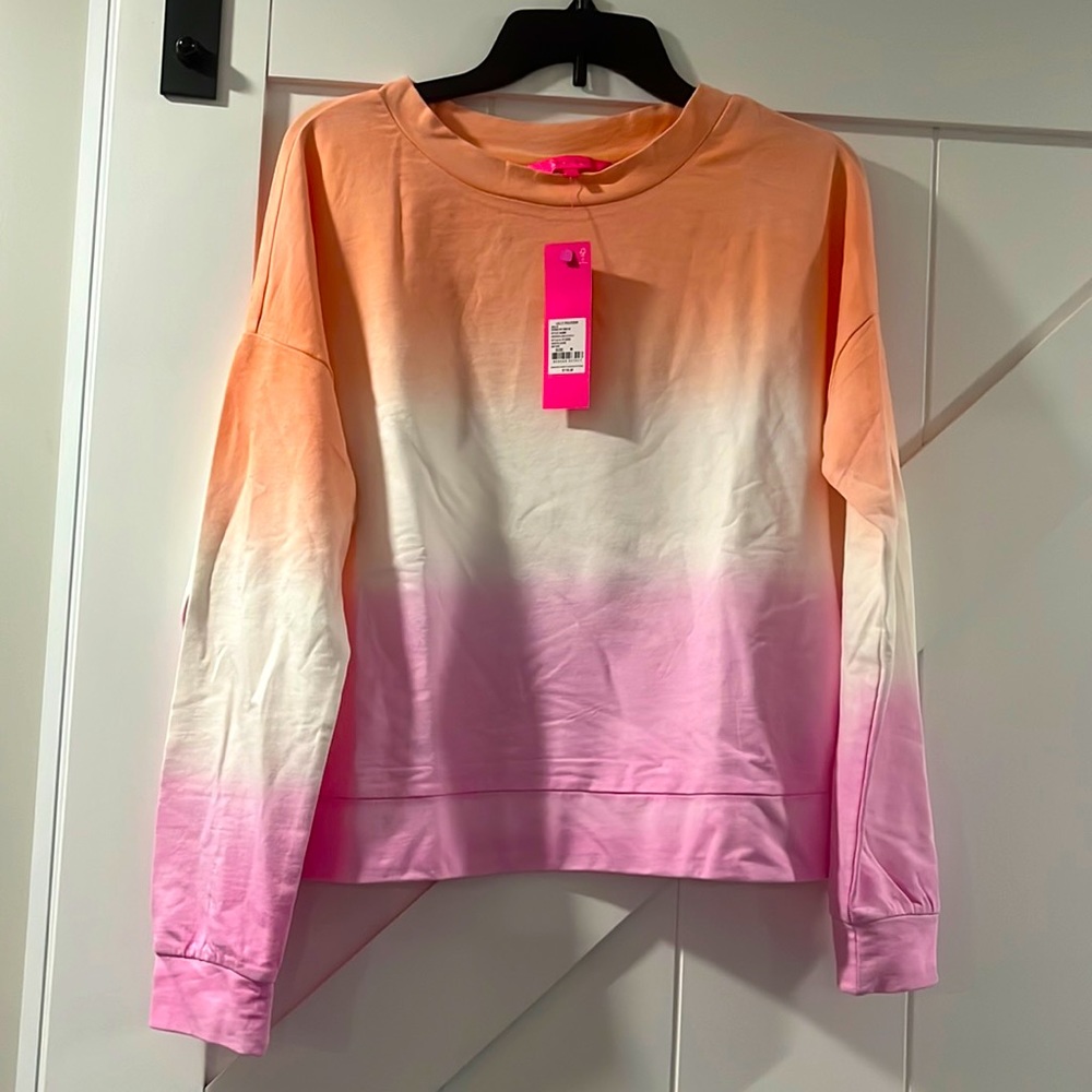 Lilly Pulitzer Sheridan Long Sleeve Cantaloupe Dip Dye Shirt Size Medium